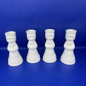 VTG Mid Century Candle Holders Figurines Choir Girls Hearts Japan 4pc Rare